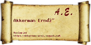 Akkerman Ernő névjegykártya